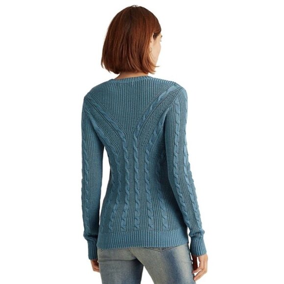 Ralph Lauren Cable-Knit Sweater Top Women's XXL 2XL Blue Lightweight Soft NEW - Picture 12 of 14